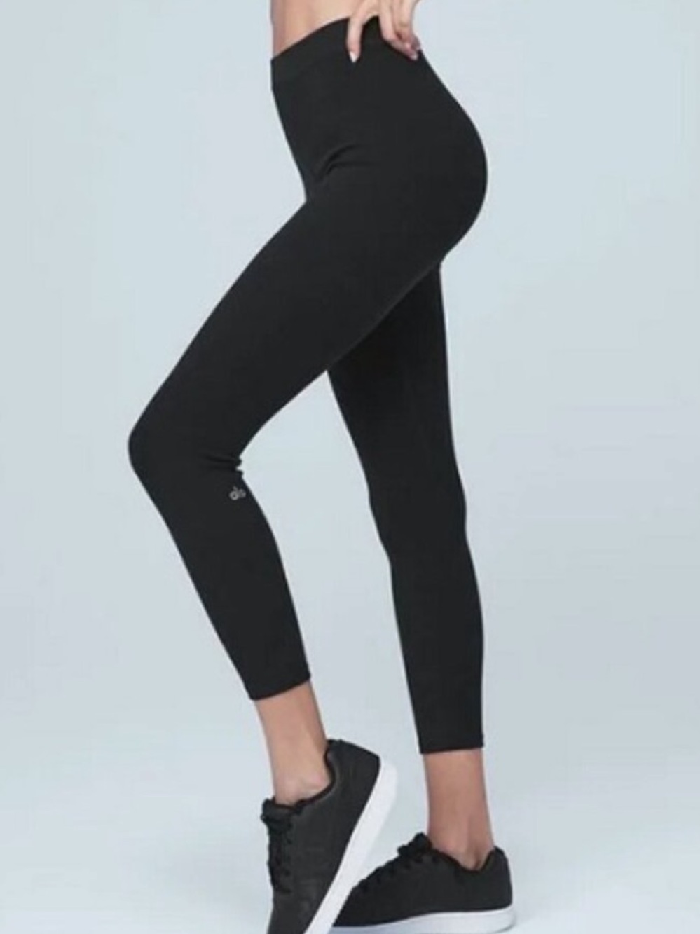 Alo Yoga Ribbed High-Waist 7/8 Blissful Legging Stretch Women's Black Size S - Picture 2 of 9